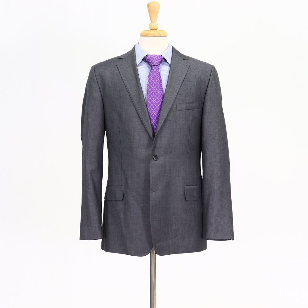 Franco Ferri 42R Gray Solid 2-Button Sport Coat Blazer Jacket B931